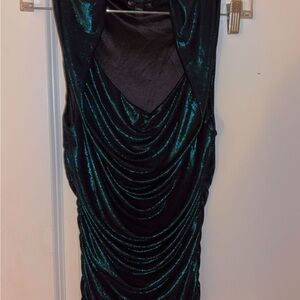 Express Green Ruched Cowl Neck Bodycon Top